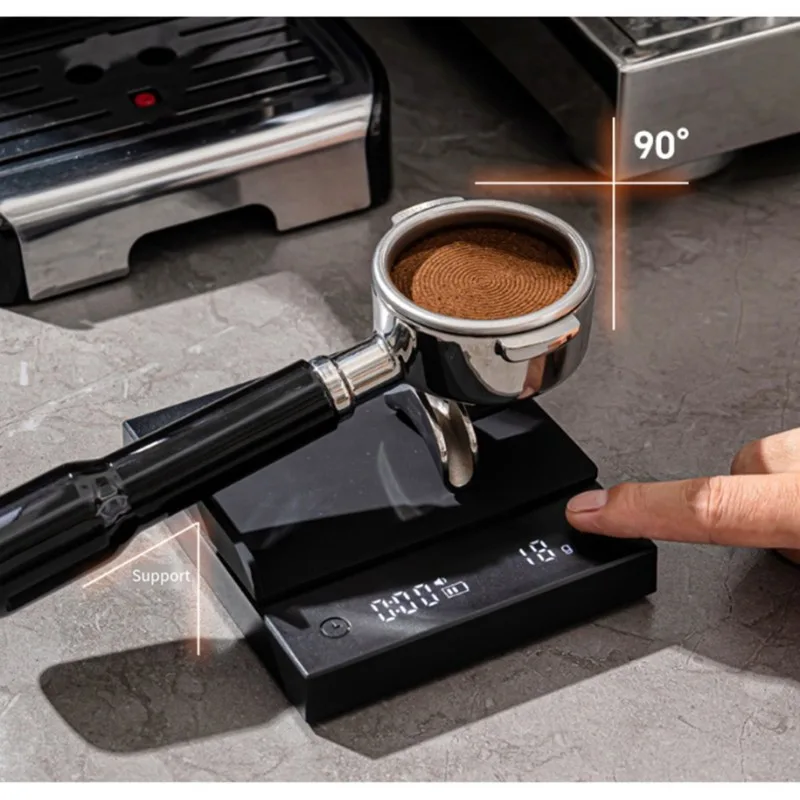 Scale Drip Timer - EYFL-Schwarze Kaffeewaage mit 0,1g Präzision, USB-Aufladbar,