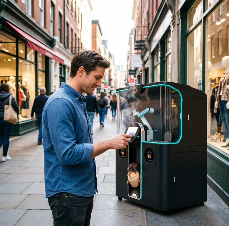 Coffee Without Equipment - Selbstbedienungs-Kaffeeautomat mit unabhängigen Getränkeknöpfen, schneller Ausgabe,