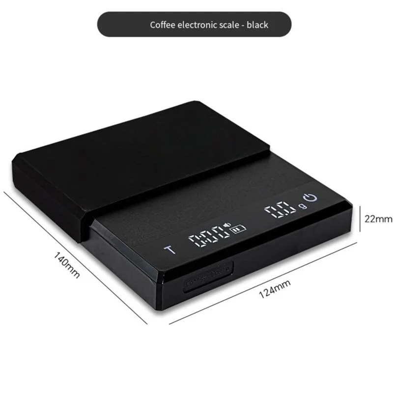 Scale Drip Timer - ABMR-Kaffeewaage 0,1G Präzision USB-Aufladbare Tropf-Espresso-Waage Mit