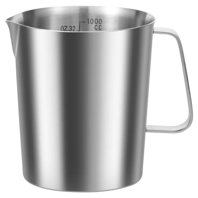 Milk Steaming Pitcher - 500/1000 ml Edelstahl-Milchaufschäumkrug mit Griff, rostfrei,