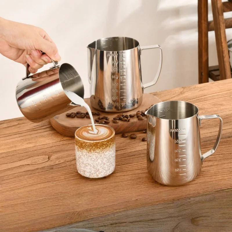 Milk Steaming Pitcher - Milchaufschäumkrug aus Edelstahl für Espresso, Milchaufschäumer-Becher,