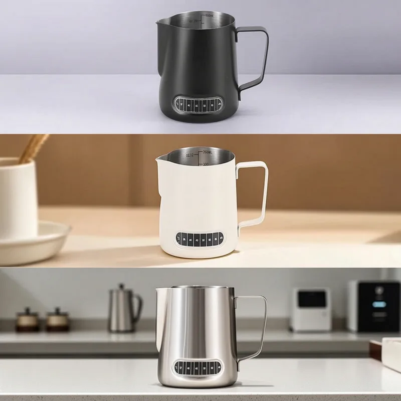 Milk Steaming Pitcher - Milchaufschäumbecher mit Skala für kontrolliertes Gießen,