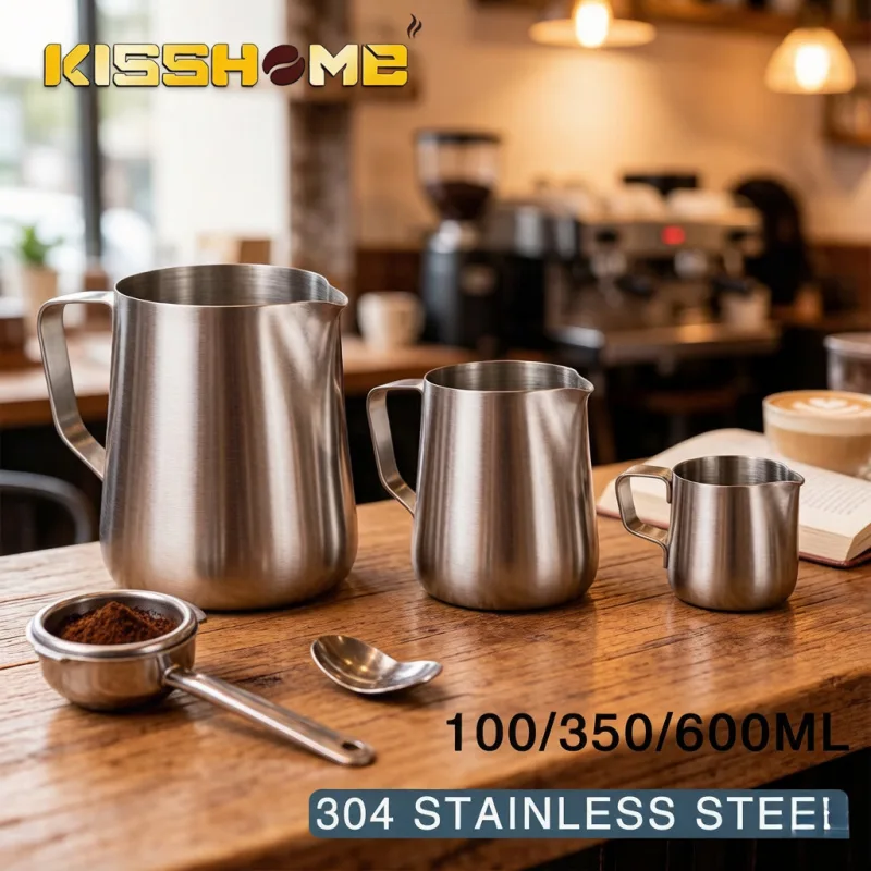 Milk Steaming Pitcher - Edelstahl Milchaufschäumkrug, Espresso-Dampfkanne für Baristas, Latte