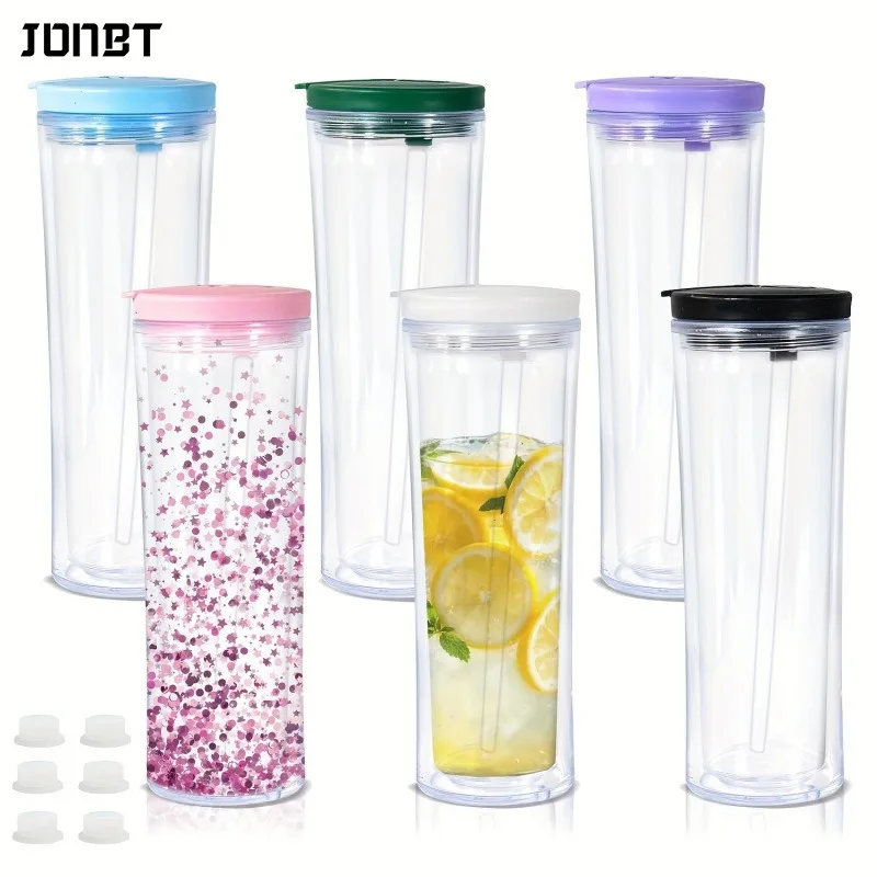 Outdoor Coffee Equipment - 20oz wiederverwendbare doppelschichtige Kunststoff-Schneeball-Wasserflaschen mit Deckel,