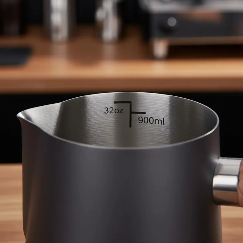 Latte-Art-Kanne mit Holzgriff, – Milk Steaming Pitcher Bewertung und Preis